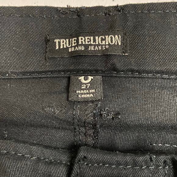 True Religion Women's Jet Black Embroidered Logo Cargo Pants Size 27 MSRP $139 - Picture 12 of 16